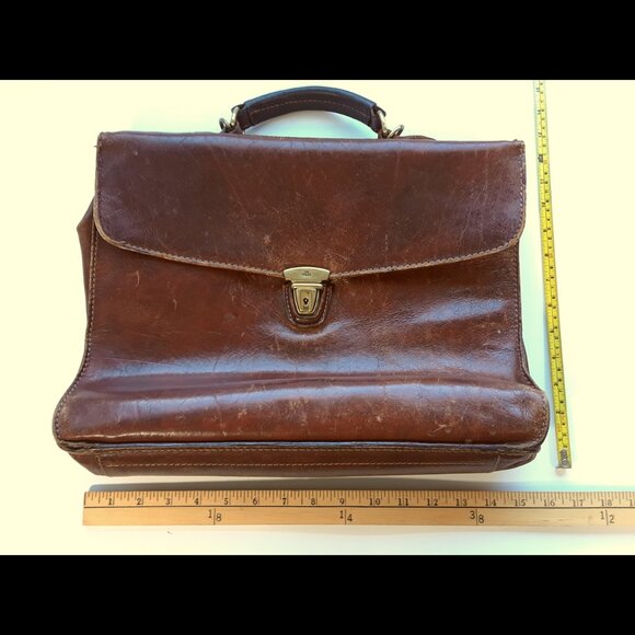 The Bridge Vintage Brown Briefcase Document Bag Real Leather Italy Attaché - Picture 13 of 13